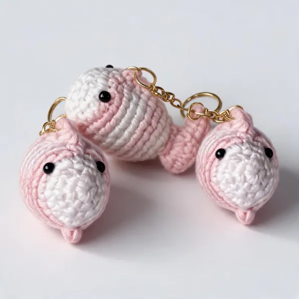 Pink_100%_Premium_Cotton_Yarn_4-Ply_Crochet_Keychain_For_Bags_&_Accessories