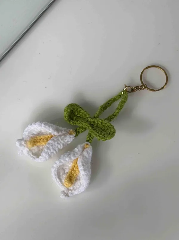 White_100%_Premium_Cotton_Yarn_4-Ply_Crochet_Keychain_For_Bags_&_Accessories