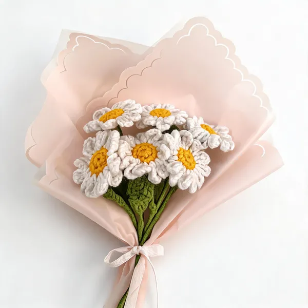 White_100%_Premium_Cotton_Yarn_4-Ply_Crochet_Flower_Bouquet_For_Gifting