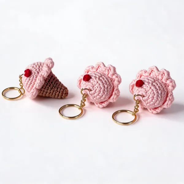 Pink_100%_Premium_Cotton_Yarn_4-Ply_Crochet_Keychain_For_Bags_&_Accessories