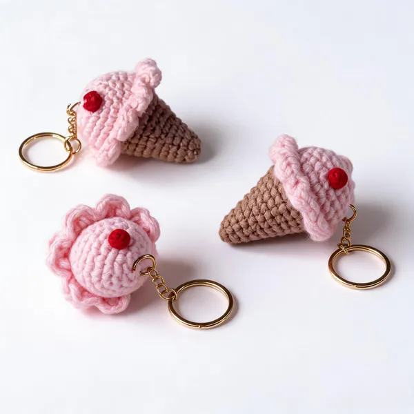 Pink_100%_Premium_Cotton_Yarn_4-Ply_Crochet_Keychain_For_Bags_&_Accessories