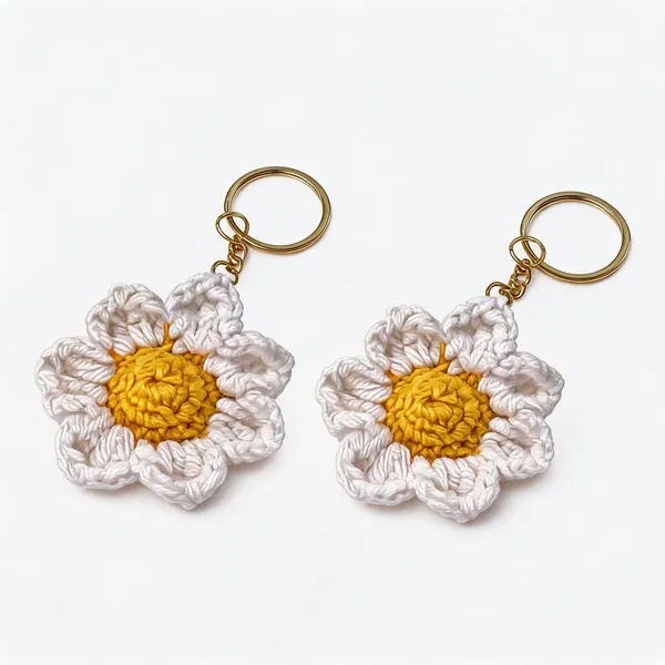 White_100%_Premium_Cotton_Yarn_4-Ply_Crochet_Keychain_For_Bags_&_Accessories