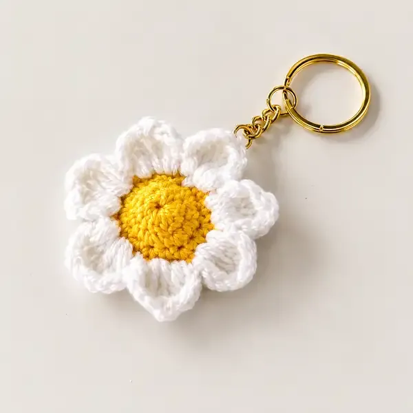 White_100%_Premium_Cotton_Yarn_4-Ply_Crochet_Keychain_For_Bags_&_Accessories_(pack_of_2)
