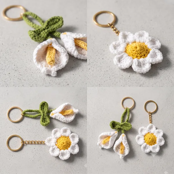 White_100%_Premium_Cotton_Yarn_4-Ply_Crochet_Keychain_For_Bags_&_Accessories_(pack_of_2)