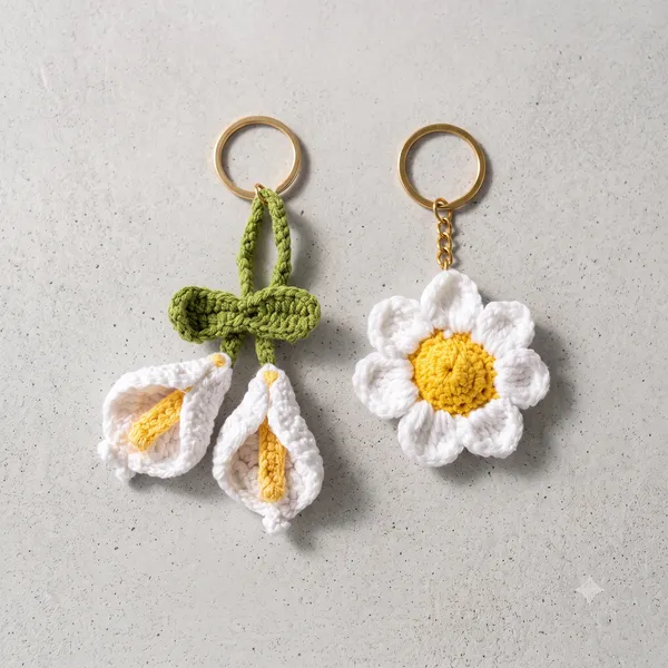 White_100%_Premium_Cotton_Yarn_4-Ply_Crochet_Keychain_For_Bags_&_Accessories_(pack_of_2)