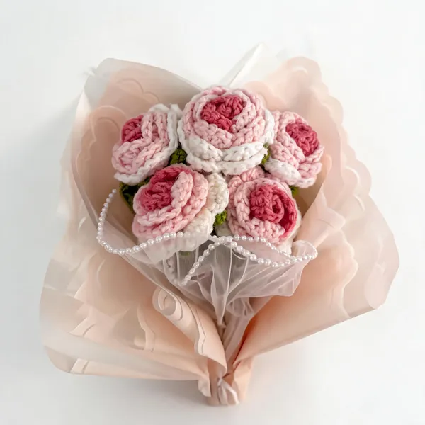 Pink_100%_Premium_Cotton_Yarn_4-Ply_Crochet_Flower_Bouquet_For_Gifting