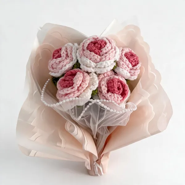 Pink_100%_Premium_Cotton_Yarn_4-Ply_Crochet_Flower_Bouquet_For_Gifting