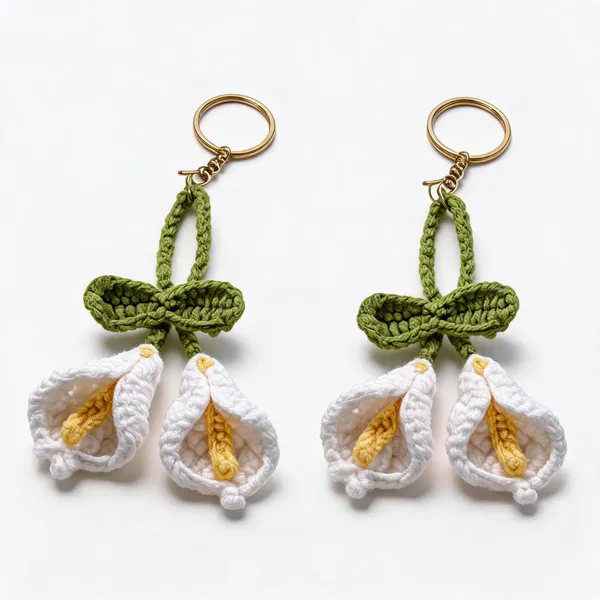 White_100%_Premium_Cotton_Yarn_4-Ply_Crochet_Keychain_For_Bags_&_Accessories