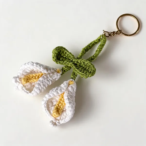 White_100%_Premium_Cotton_Yarn_4-Ply_Crochet_Keychain_For_Bags_&_Accessories