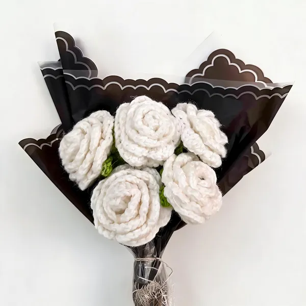 White_100%_Premium_Cotton_Yarn_4-Ply_Crochet_Flower_Bouquet_For_Gifting