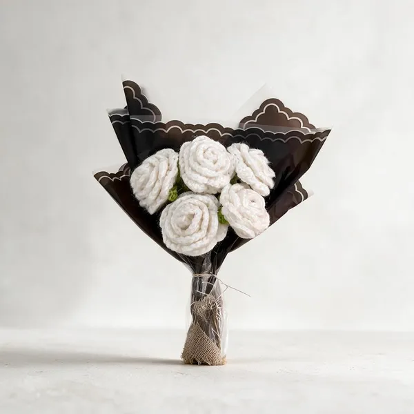 White_100%_Premium_Cotton_Yarn_4-Ply_Crochet_Flower_Bouquet_For_Gifting