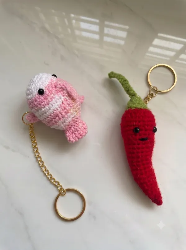 Pink_100%_Premium_Cotton_Yarn_4-Ply_Crochet_Keychain_For_Bags_&_Accessories_(pack_of_2)