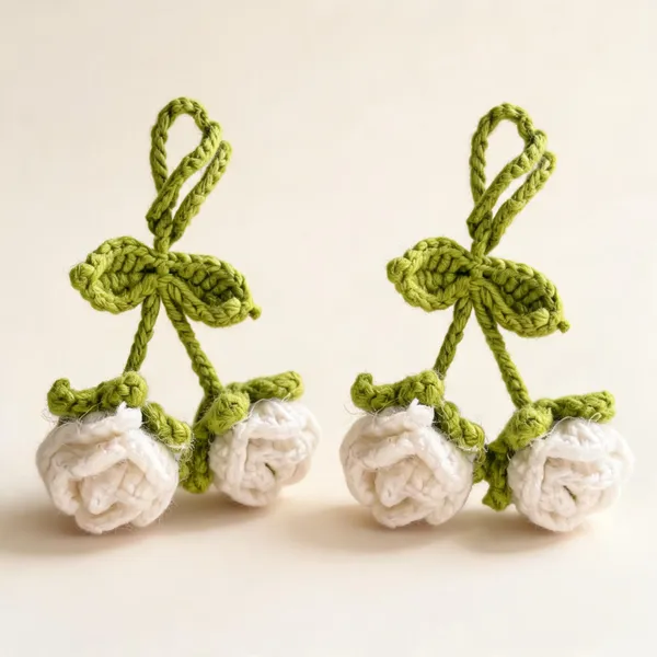 White_100%_Premium_Cotton_Yarn_4-Ply_Crochet_Bag_Charm_For_Bags_&_Accessories