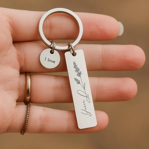 Stainless_Steel_Bar_Keychain_With_Initial_Charm