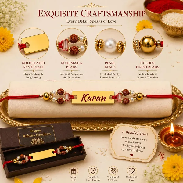 Name_Rakhi_With_Rudraksha_And_Pearl_Beads