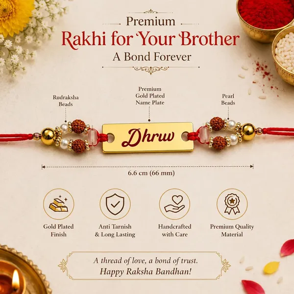 Name_Rakhi_With_Rudraksha_And_Pearl_Beads