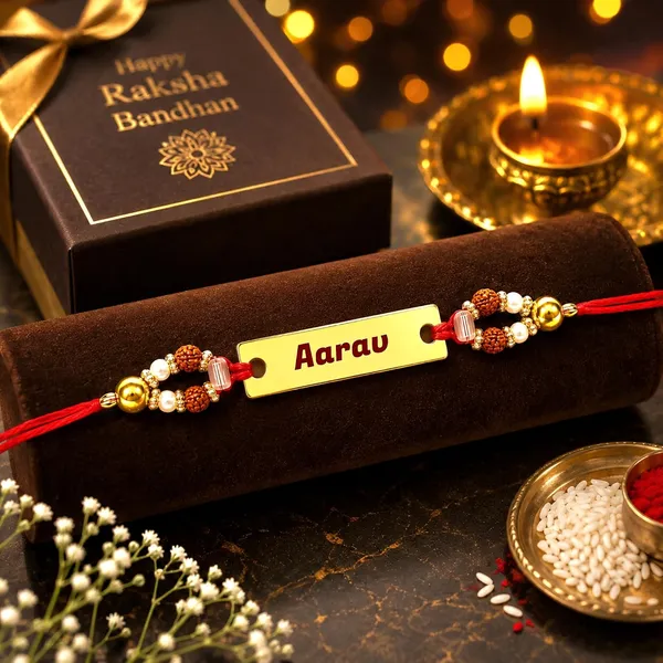 Name_Rakhi_With_Rudraksha_And_Pearl_Beads