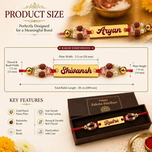 Name_Rakhi_With_Rudraksha_And_Pearl_Beads