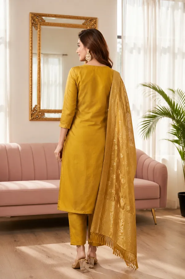 Mustard_Straight_Fit_Kurta_Set_For_Women