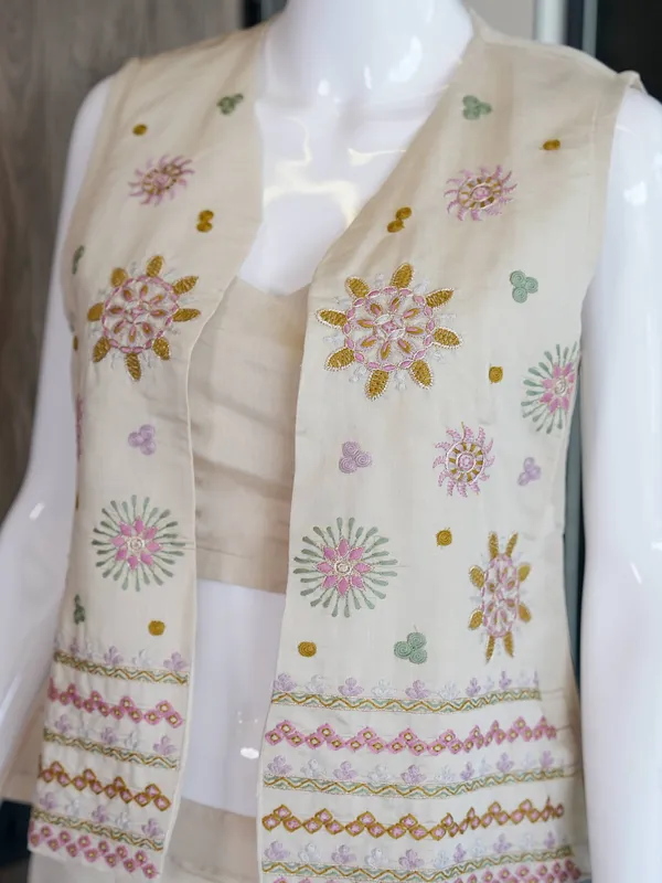 Beige_Embroidered_Three_Piece_Set_For_Women