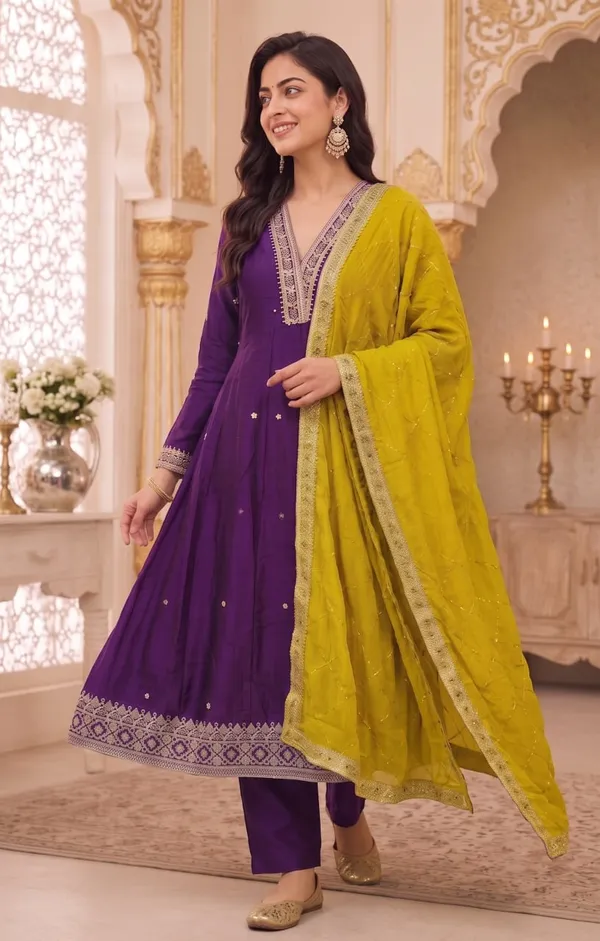 Purple_Embroidered_Anarkali_Suit_Set_For_Women