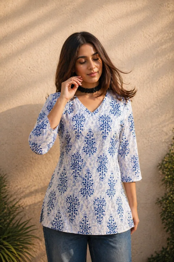Blue_Floral_Straight_Kurta_For_Women