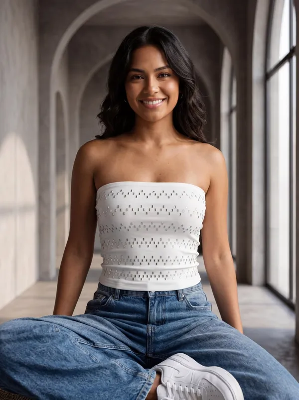 White_Embellished_Fitted_Tube_Top_For_Women