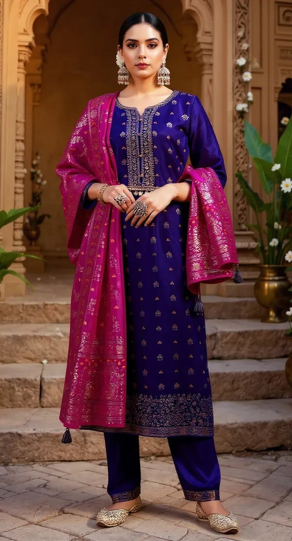 Blue_Embroidered_Straight_Kurta_Set_For_Women