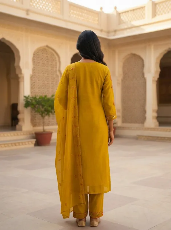 Mustard_Straight_Kurta_Set_For_Women