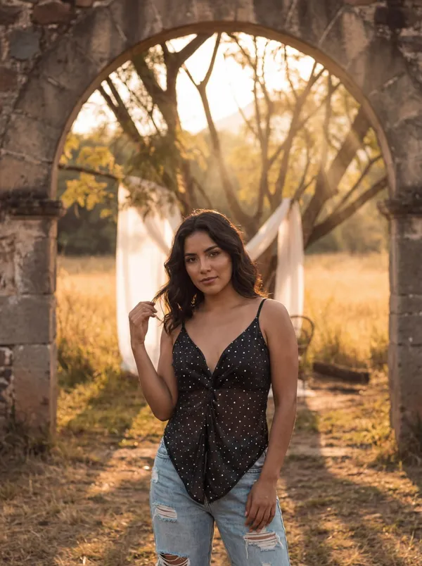 Black_Polka_Dot_Tie_Front_Cami_Top_For_Women
