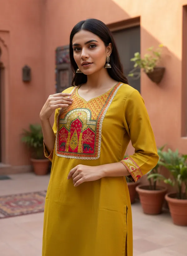 Mustard_Straight_Kurta_Set_For_Women