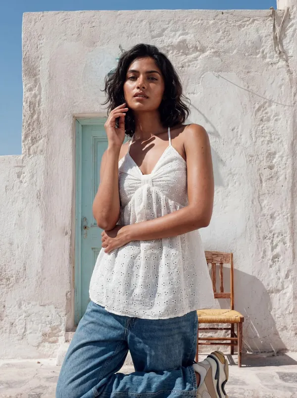 White_Eyelet_Tie-Strap_Top_For_Women