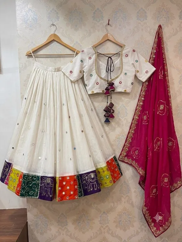 White_Multicolour_Lehenga_Choli_Set_For_Girls