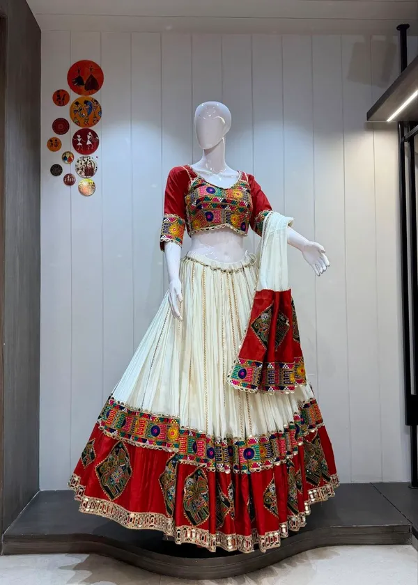 Red_And_White_Embroidered_Lehenga_Choli_Set_For_Women
