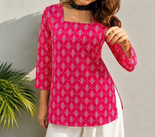 Pink_Printed_Straight_Kurti_For_Women