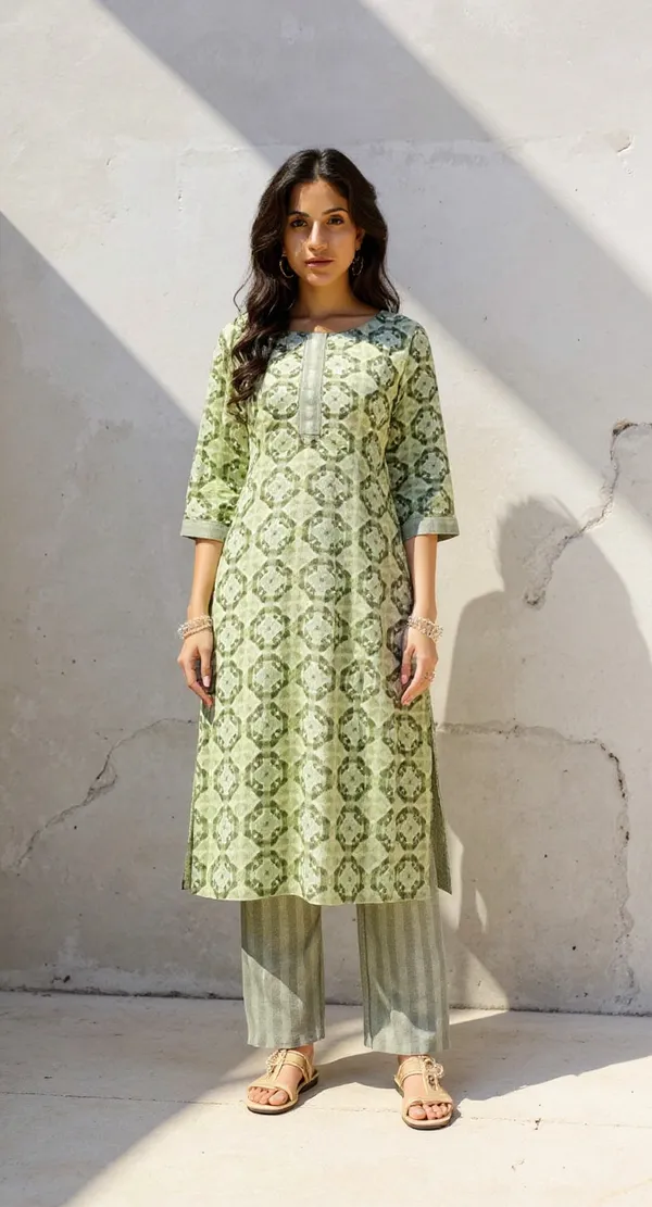 Green_Printed_Straight_Kurta_Set_For_Women