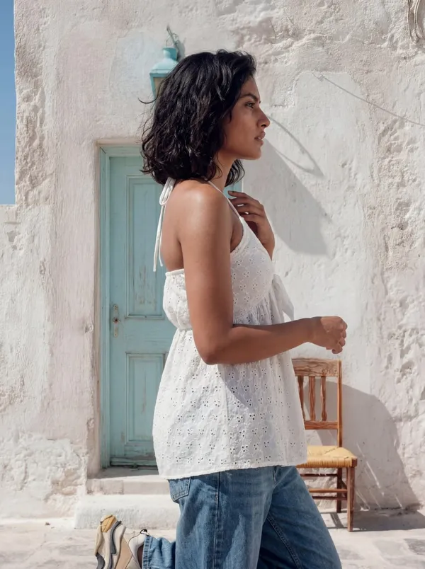 White_Eyelet_Tie-Strap_Top_For_Women