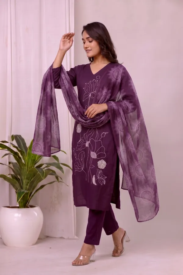 Purple_Printed_Kurta_Set_For_Women