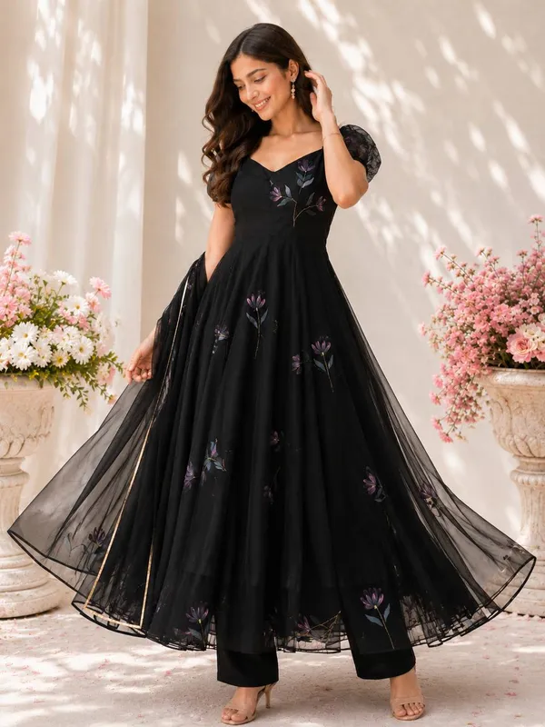 Black_Floral_Anarkali_Suit_Set_For_Women
