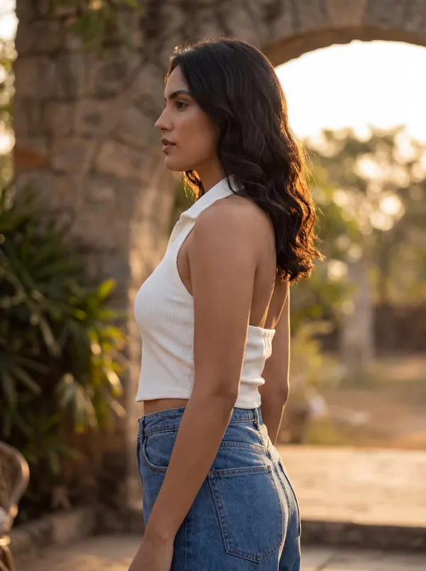 White_Ribbed_Fitted_Crop_Top_For_Women