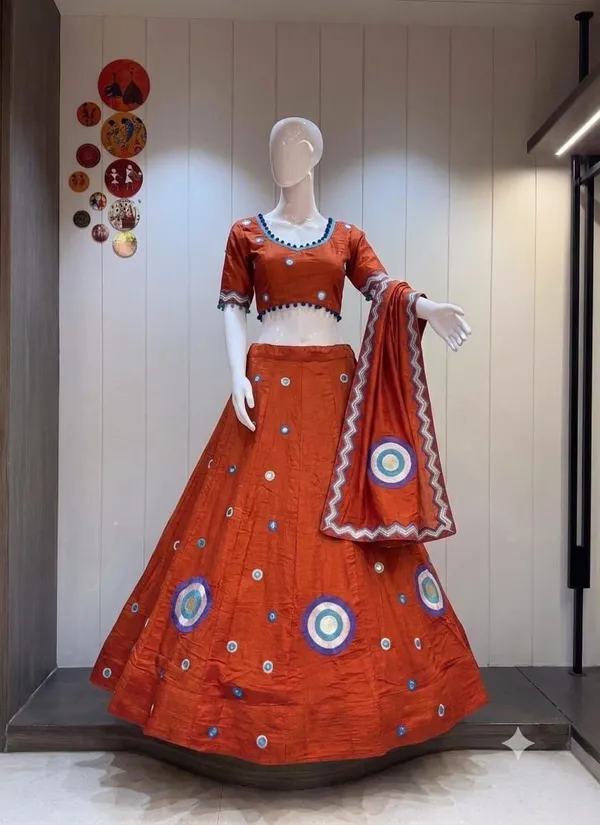 Orange_Embellished_Lehenga_Choli_Set_For_Women