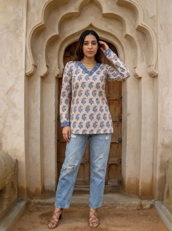 Beige_Floral_Print_Straight_Kurta_For_Women