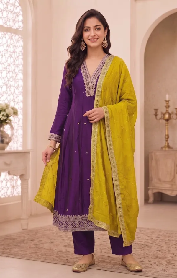 Purple_Embroidered_Anarkali_Suit_Set_For_Women
