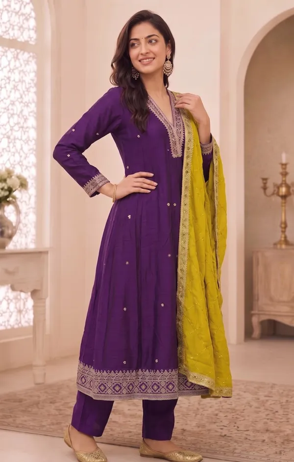 Purple_Embroidered_Anarkali_Suit_Set_For_Women