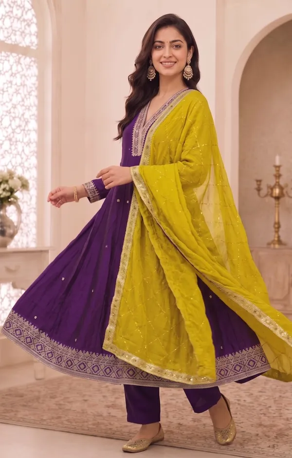 Purple_Embroidered_Anarkali_Suit_Set_For_Women