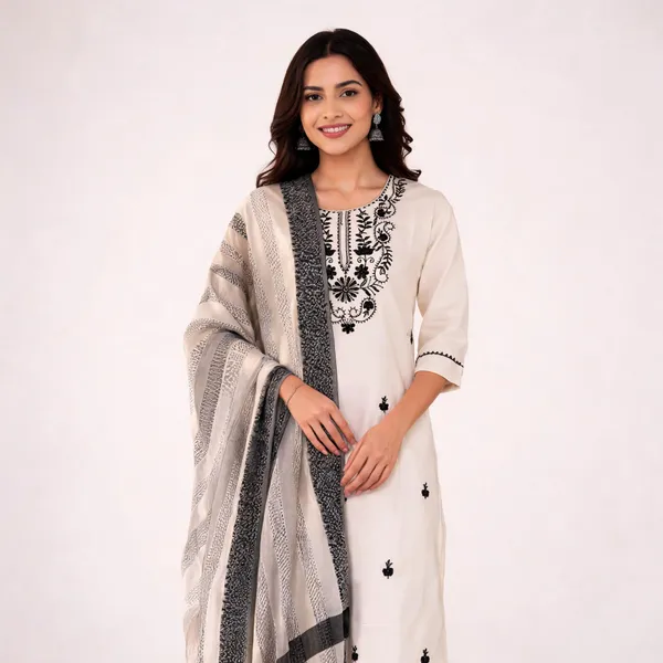 White_Embroidered_Kurta_Set_For_Women