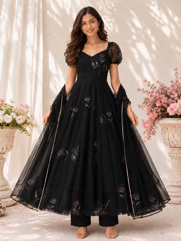 Black_Floral_Anarkali_Suit_Set_For_Women