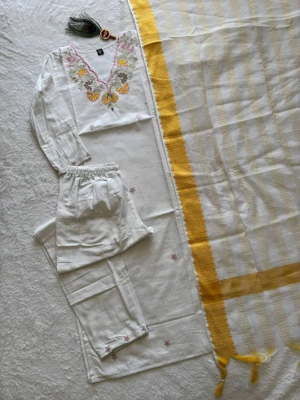 White_Embroidered_Kurta_Pant_Dupatta_Set_For_Women