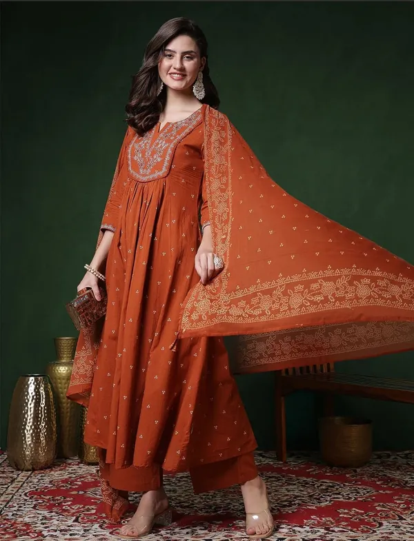 Rust_Anarkali_Kurta_Set_For_Women