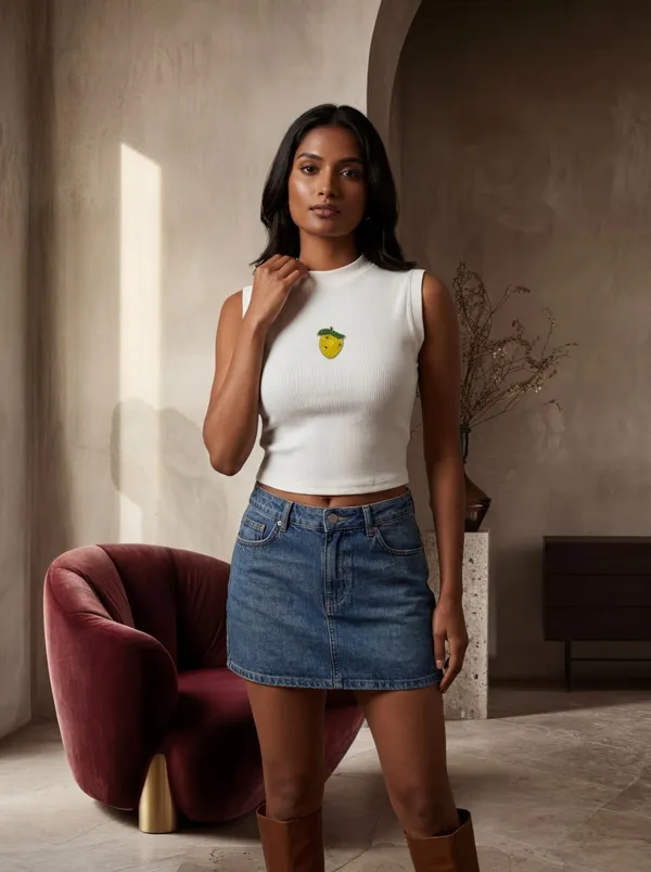 White_Ribbed_Fitted_Crop_Top_For_Women